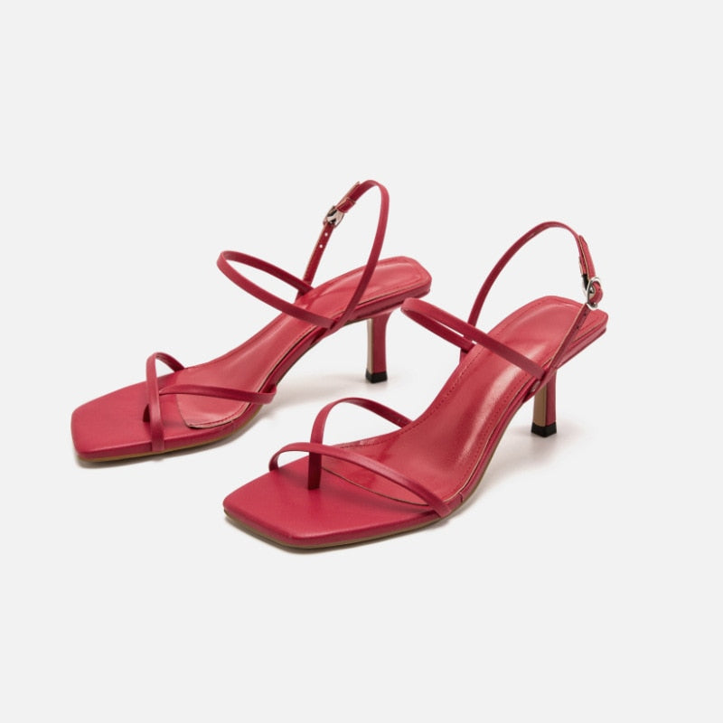 flowersverse New Women Sandals Buckle Strap Open Square Toe Ladies Pumps High Heel Beaded Fashion Summer Rhinestone Female Shoes