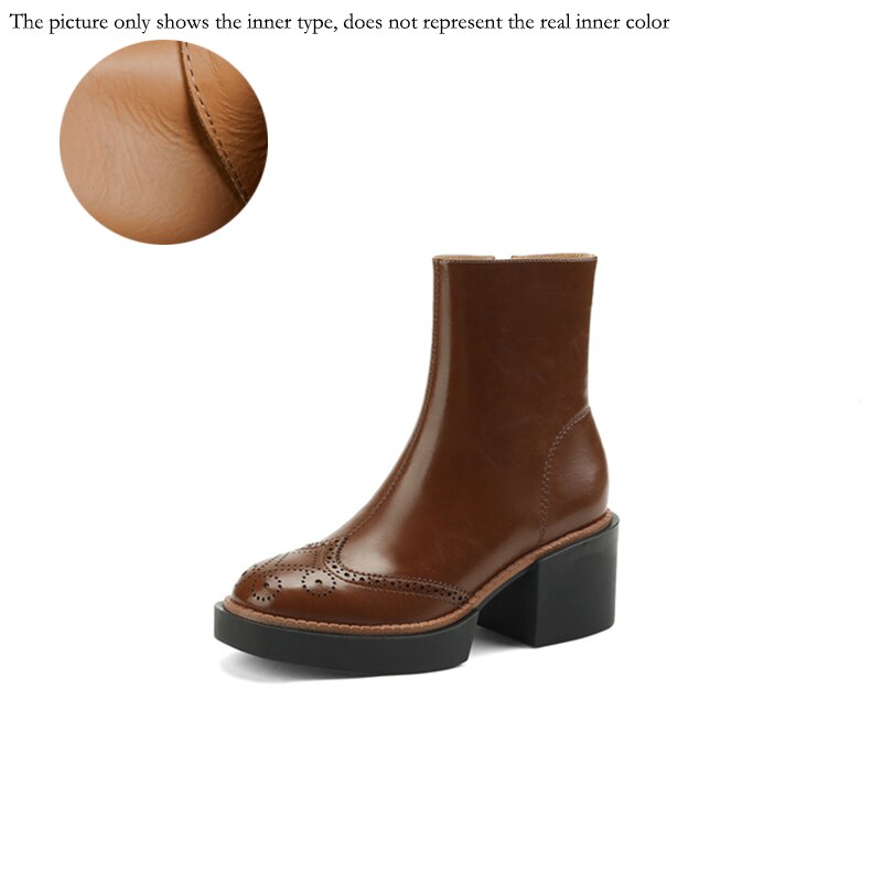 flowersverse Autumn Winter Women Boots Round Toe Chunky Heel Women Shoes Solid Ankle Boots Platform Shoes Retro Bullock Chelsea Boots