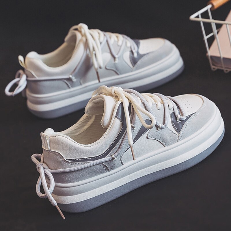Black Friday Amozae 2022 Spring Vulcanized Sneakers Women Casual Shoes Designer Lace Up Fashion Sneakers Flats Shoes Zapatillas Deportivas Mujer