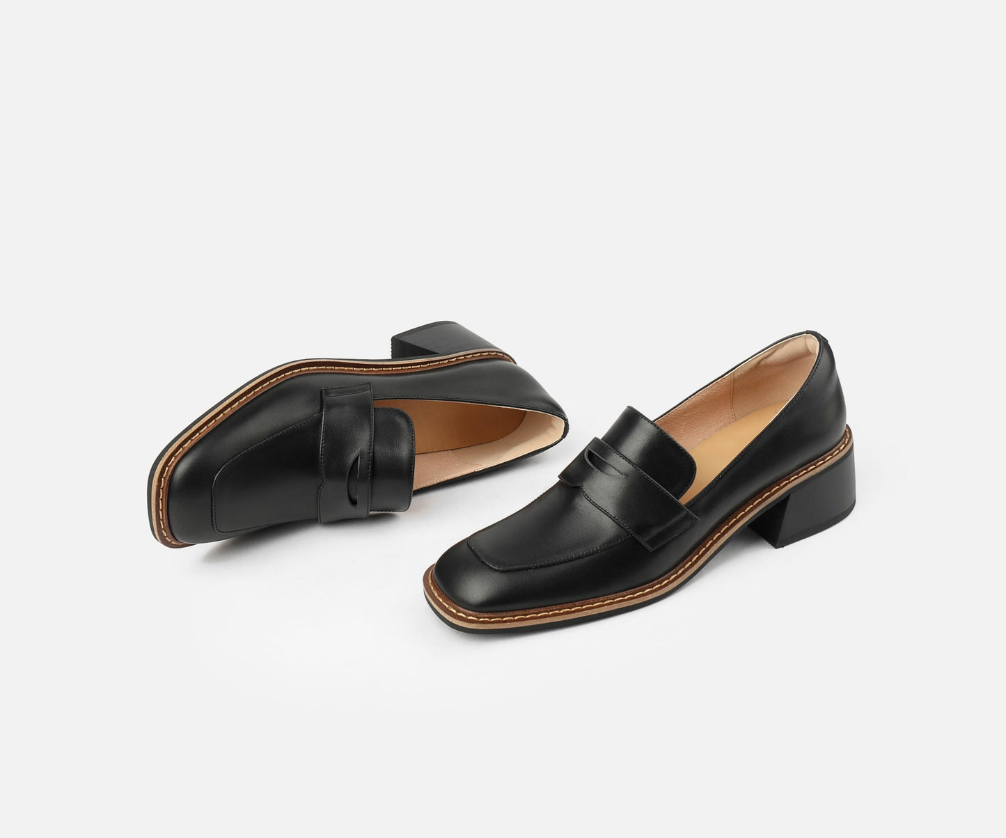 flowersverse New Spring Genuine Leather Women Shoes Casual Slip-On Loafers Square Toe Pumps Shoes Woman Zapatos De Mujer Women Heels