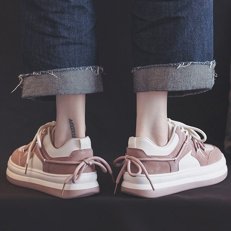 Black Friday Amozae 2022 Spring Vulcanized Sneakers Women Casual Shoes Designer Lace Up Fashion Sneakers Flats Shoes Zapatillas Deportivas Mujer