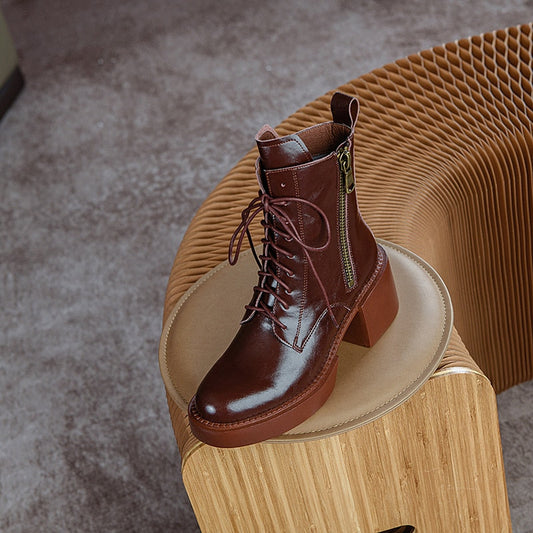 flowersverse Winter Women Shoes Patent Leather Women Boots Platform Shoes Chunky Boots Women Solid Women Shoes High Heel Boots For Women