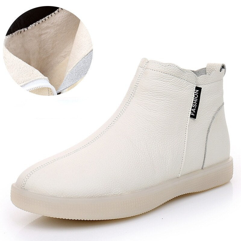 Amozae Fujin Spring Genuine Leather Cow Women Ankle Boots Waterproof Slip On Super Comfortable Booties Autumn Winter Shoes Non Slip
