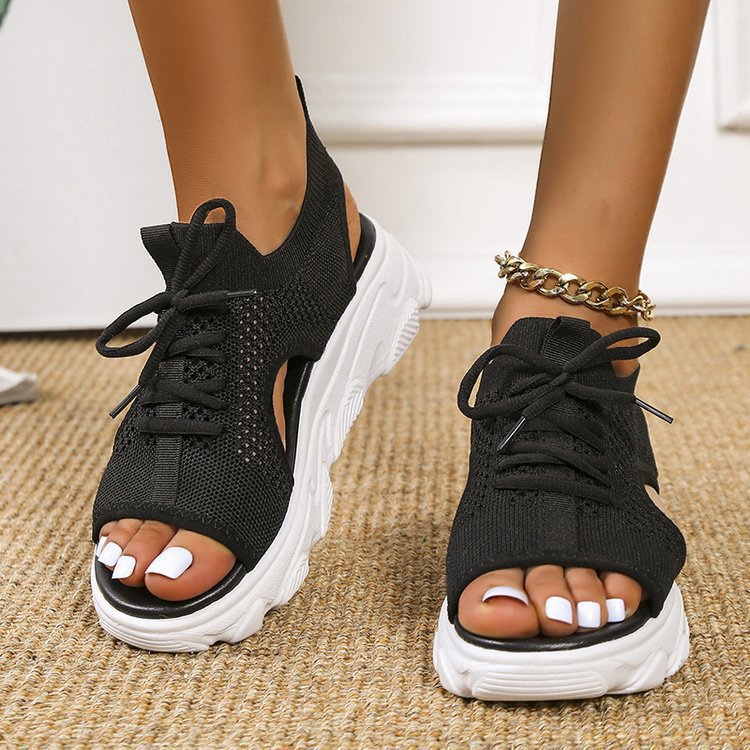 Amozae Ladies Sandals Spring Fashion Versatile Platform Casual Shoes Women Plus Size Lightweight Flat Sandals Zapatos Casuales De Mujer