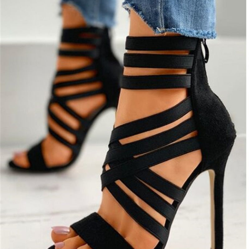 Thanksgiving Amozae New Summer Women's Shoes Open Toe Gladiator Shoes Women's High Heels Dress Party Wedding High Heels Sandals