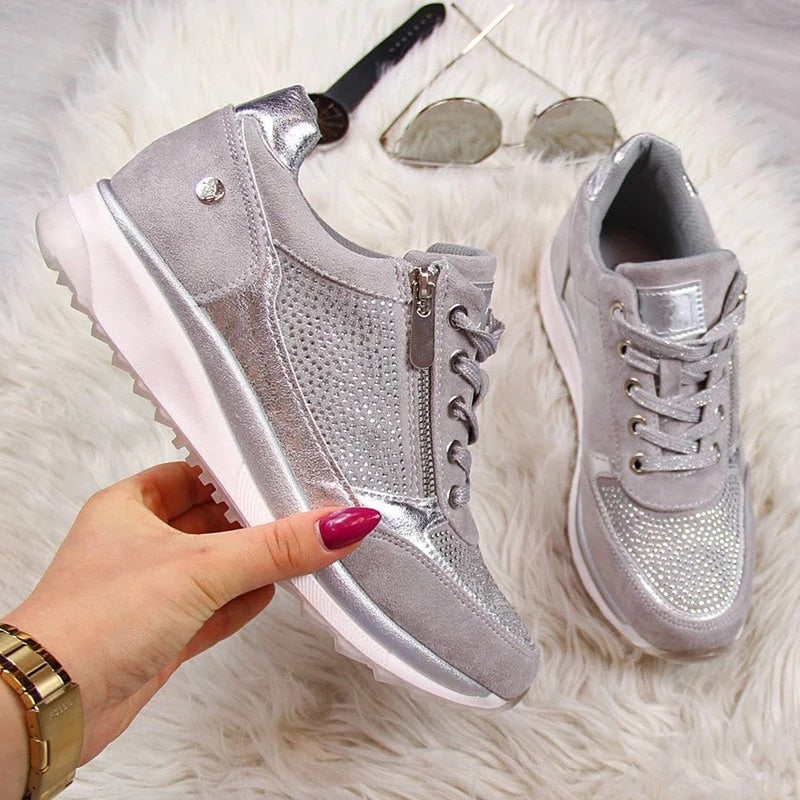 Thanksgiving flowersverse Women's Wedges Sneakers Vulcanize Shoes Sequins Shake Shoes Fashion Girls Sport Shoes Woman Sneakers Shoes Woman Footwear