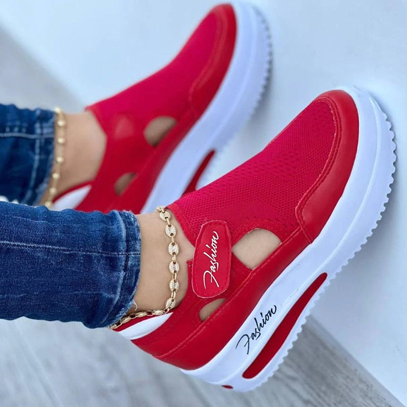 Amozae 2022 Women Sneakers Casual Round Toe Mesh Shoes Breathable Comfort Female Sport Shoes Non-Slip Spring Run Tennis Shoes