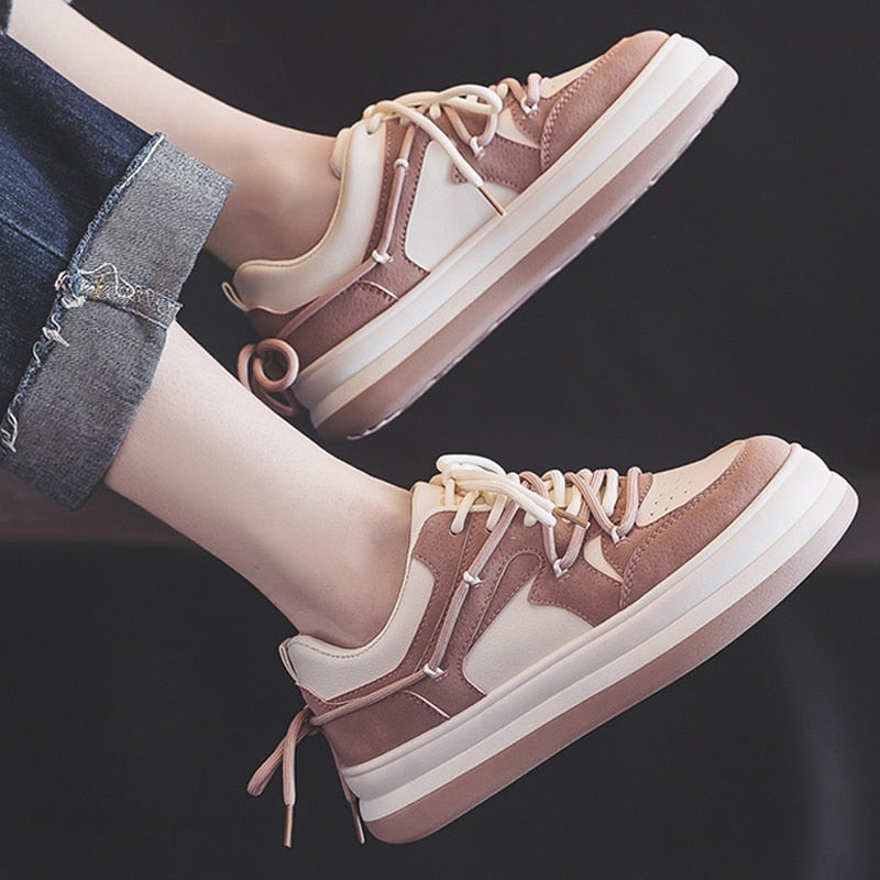 Black Friday Amozae 2022 Spring Vulcanized Sneakers Women Casual Shoes Designer Lace Up Fashion Sneakers Flats Shoes Zapatillas Deportivas Mujer