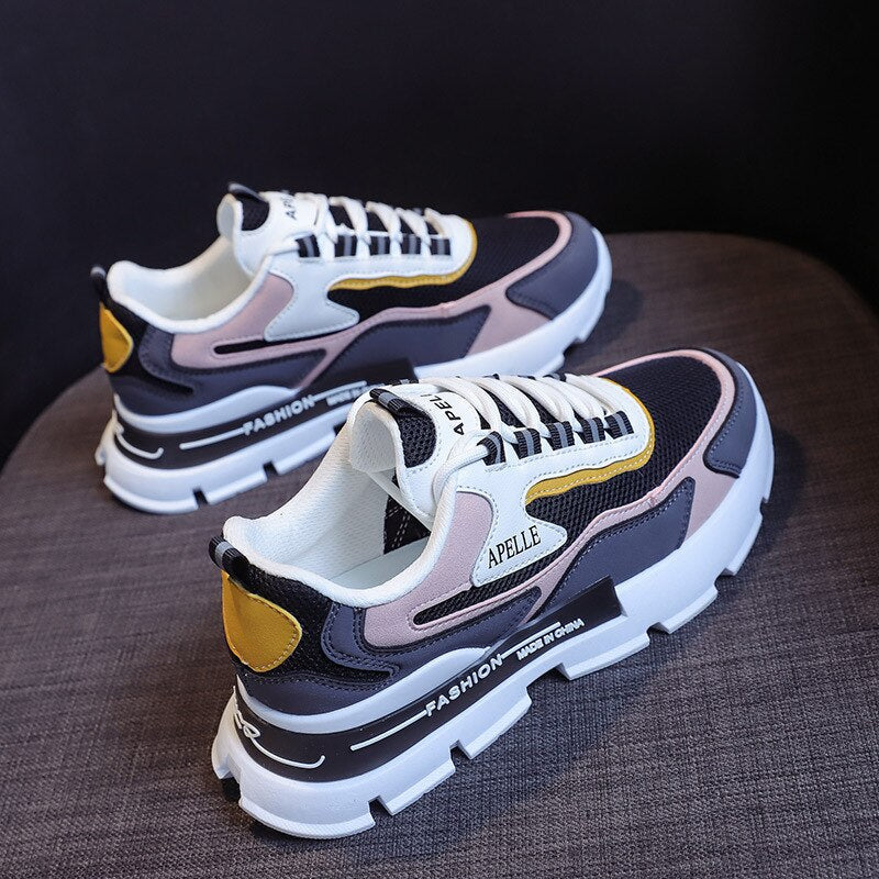 flowersverse Sneakers For Women Designer Platform Casual Sports Running Shoes Female Students Match Color Fashion Sneaker Chunky Mujer
