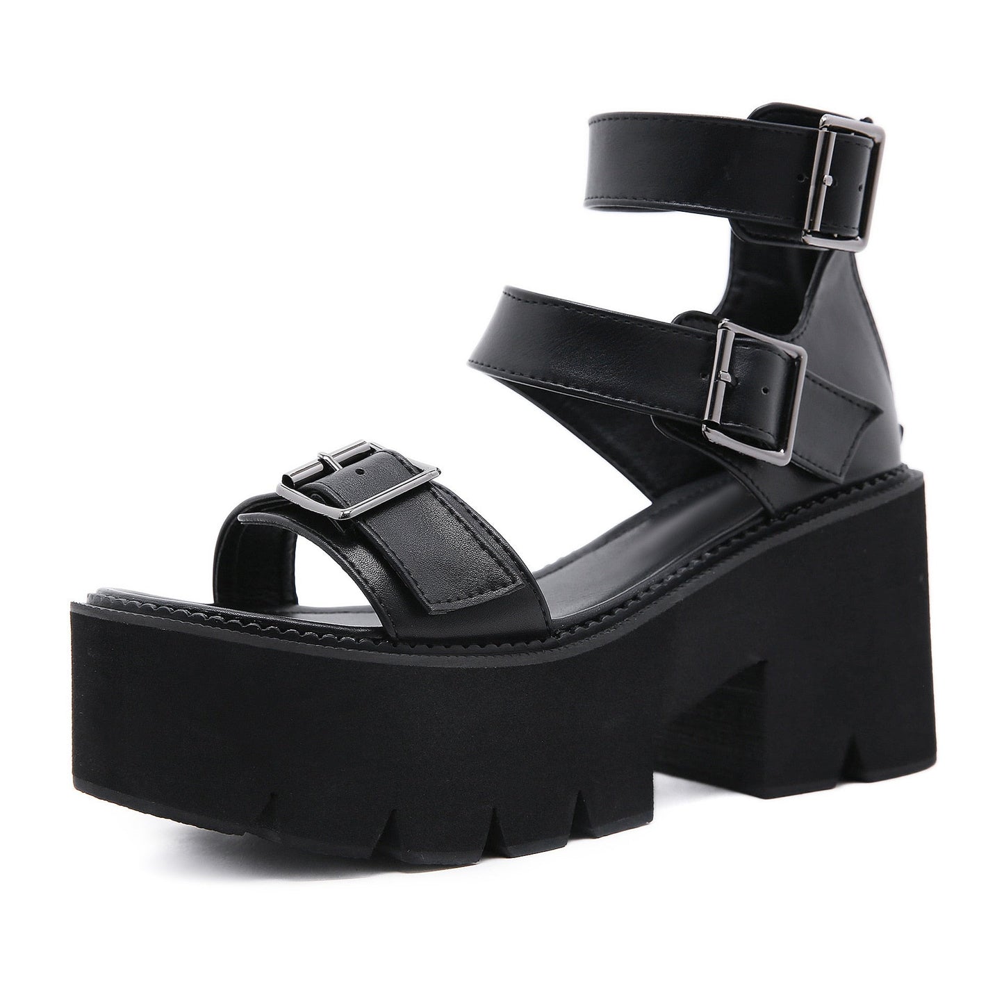 Amozae Fashion Summer Sandals For Women Shoes Large Size Punk Gothic Platform Shoes Woman Sandal Chunky Heel Open Toe Shoe Sandalias