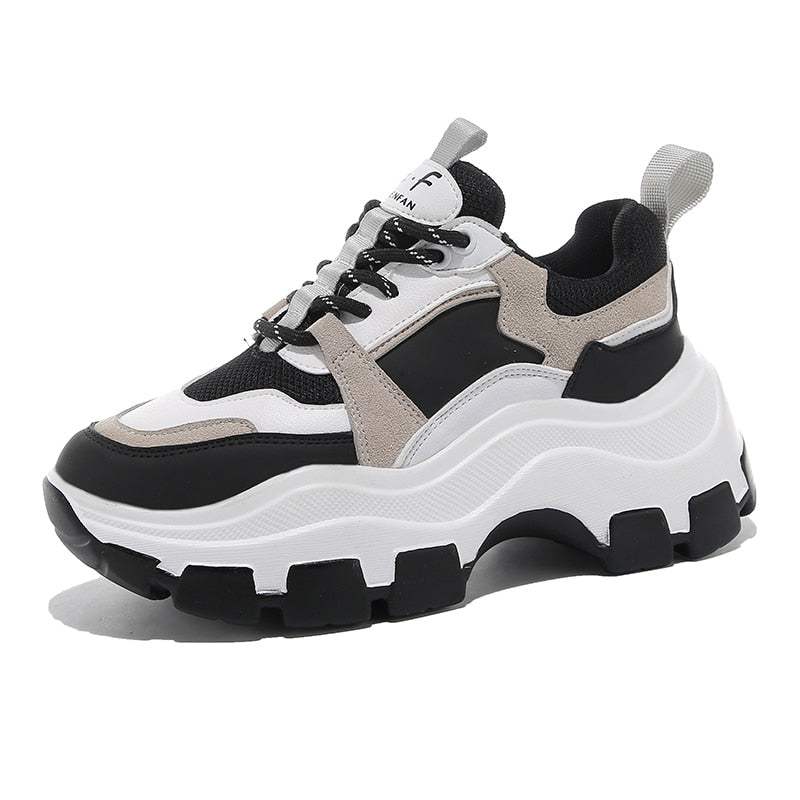 Amozae VIP Link For Dropshipping Fujin Chunky Sneakers Women Spring Thick Bottom Daddy Shoes Round Toe Breathing Leisure Women Shoes