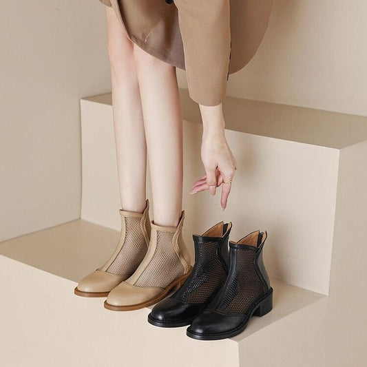 flowersverse Summer Boots Sandals Women's Calf Mesh Bottas Women's Fashion High Heel Platform Boots Women Shoes Sandal Boots