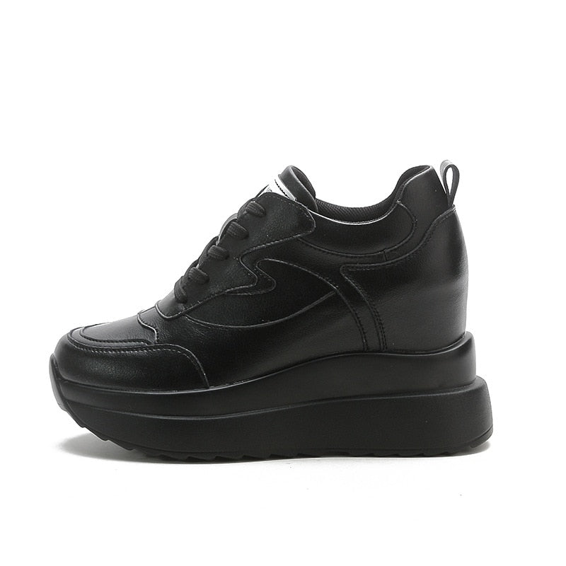 Amozae 10Cm Platform Wedge Sneakers Chunky Shoes Genuine Leather For Women Summer Shoes Spring Autumn Walking Sneakers Fashion
