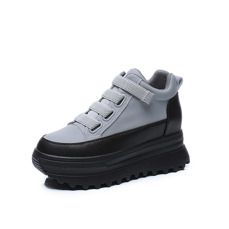 Amozae 7Cm High Platform Shoes Wedge Sneakers Chunky Shoes Platform For Women Genuine Leather Women Casual Shoes Winter Fur Flats