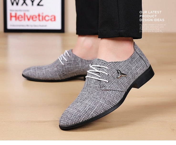 Amozae Men's Plus Size Shoes Breathable Pointed Linen Canvas Dress Shoes For Men Business Casual Shoes Male Beijing Old Cloth Footwear