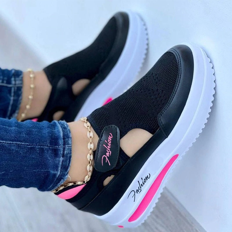 Amozae 2022 Women Sneakers Casual Round Toe Mesh Shoes Breathable Comfort Female Sport Shoes Non-Slip Spring Run Tennis Shoes