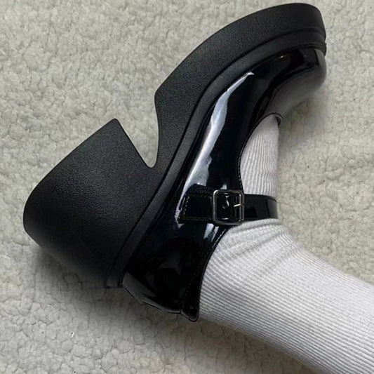 flowersverse - Platform Mary Jane Shoes New Women's Shoes Women Thick Heels Trendy Street Lolita Shoes Round Toe Ankle Strap Shoes Pumps