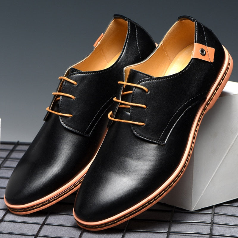 Amozae Men Leather Shoes 2022 Spring Fashion Round Toe Tooling Single Shoes Male Large Size Comfortable Breathable Casual Leather Shoes