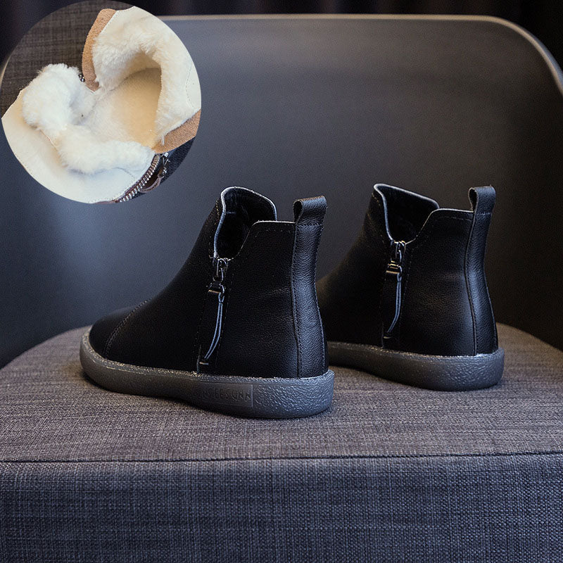 Amozae Fujin Spring Genuine Leather Cow Women Ankle Boots Waterproof Slip On Super Comfortable Booties Autumn Winter Shoes Non Slip