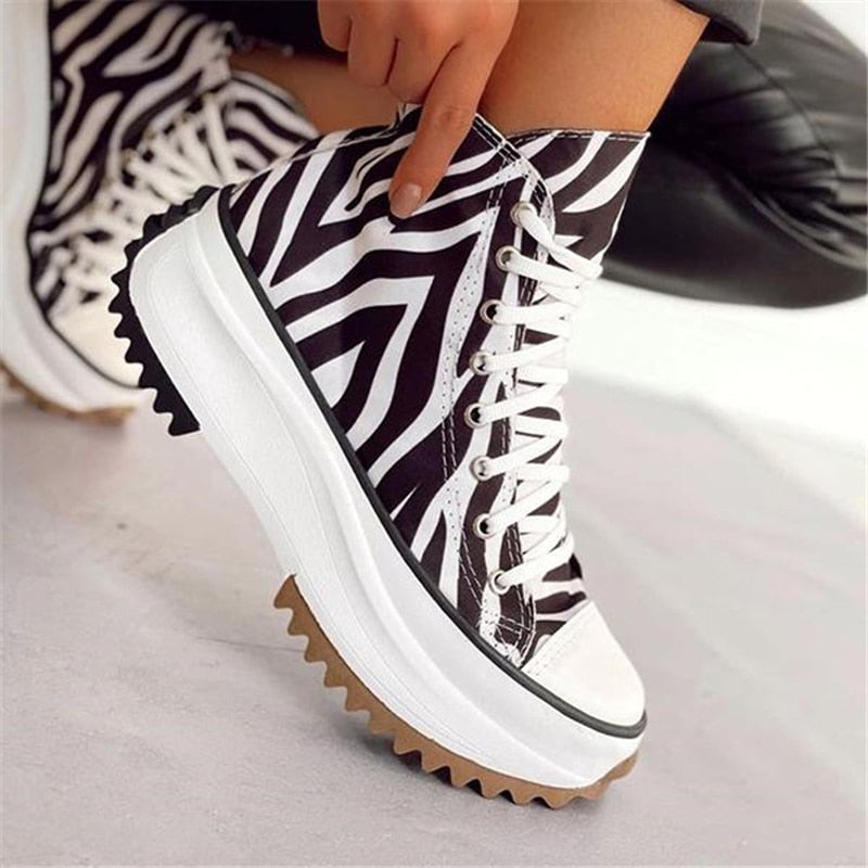 Amozae Sneaker Shoes For Women 2022 Zebra Platform Canvas Shoes Fashion Woman Sport Casual Vulcanized Shoes Female Chaussure Femme
