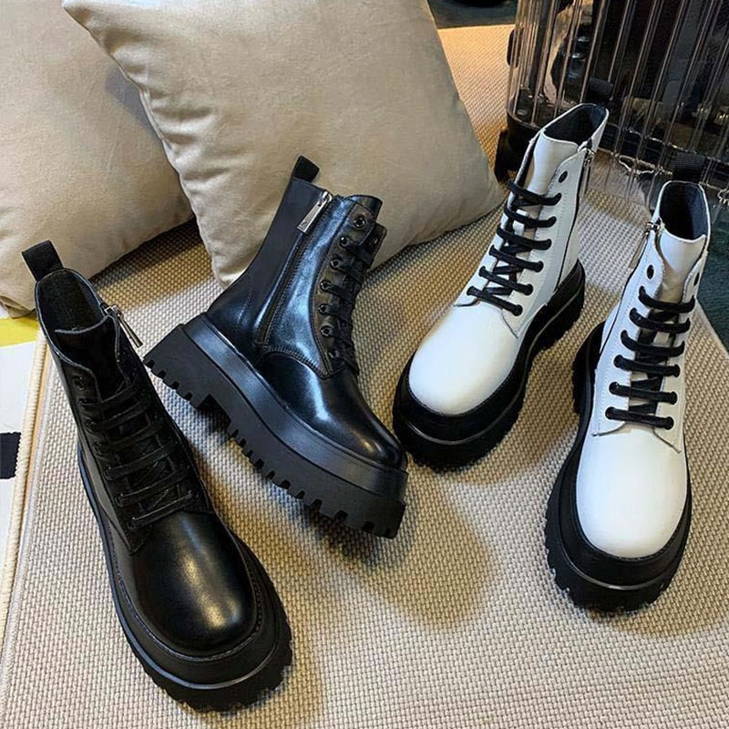 flowersverse New Women Boots Zipper No Slip Fashion Mid Calf Boots Woman Casual Sports Shoes Female Winter Platform Heel Ladies Shoes