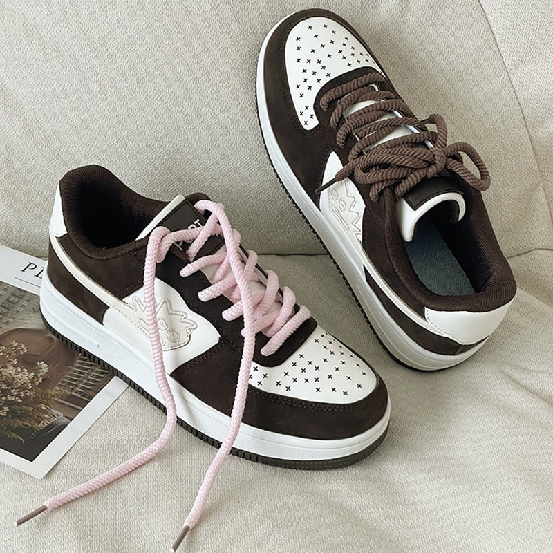 Black Friday Amozae 2022 New Couple Sport Shoes Fashion Women Vulcanized Shoes Designer Lace Up Casual Shoes Women's Flats Walking Sneakers Women