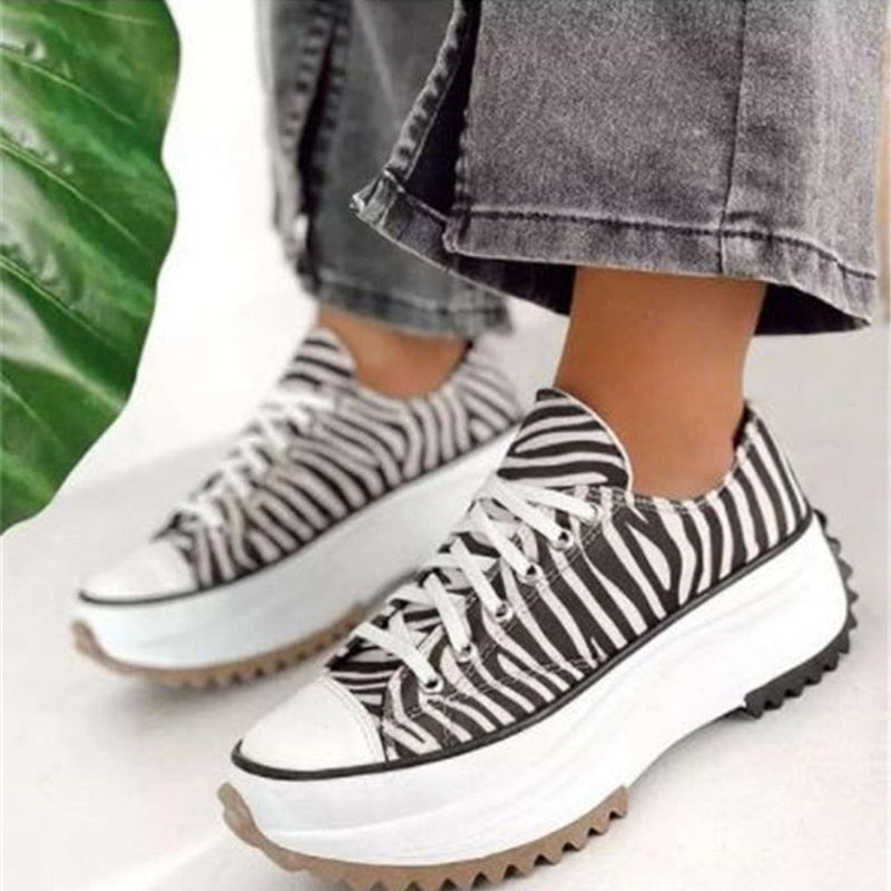 Amozae Sneaker Shoes For Women 2022 Zebra Platform Canvas Shoes Fashion Woman Sport Casual Vulcanized Shoes Female Chaussure Femme