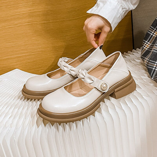 flowersverse - spring new women's leather shoes Casual loafers Japanese style Mary Jane shoes Party and work wear Large size 41-43