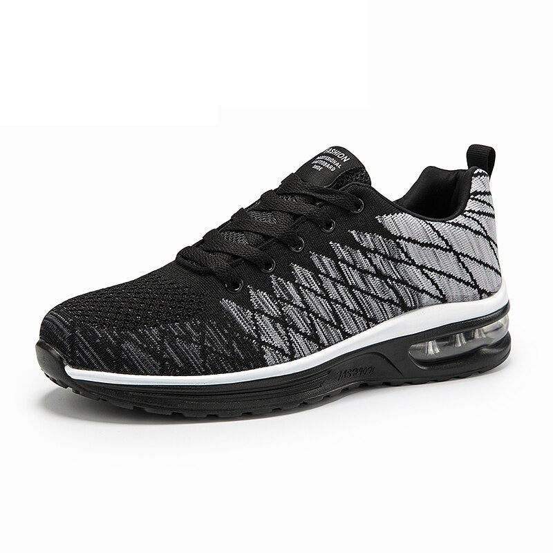 Amozae Unisex Breathable Air-Cushion Sneakers Flying Woven Lace-Up Outdoor Casual Running Shoes Zapatillas Hombre