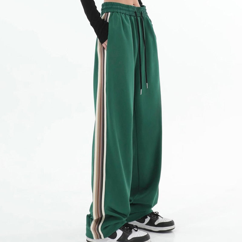 Women Loose 4XL Wide Leg Pants Spring High Waist Straight Elastic Trousers Casual Korean Lady Harajuku Streetwear New