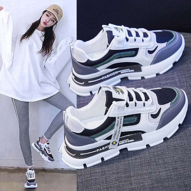 flowersverse Sneakers For Women Designer Platform Casual Sports Running Shoes Female Students Match Color Fashion Sneaker Chunky Mujer