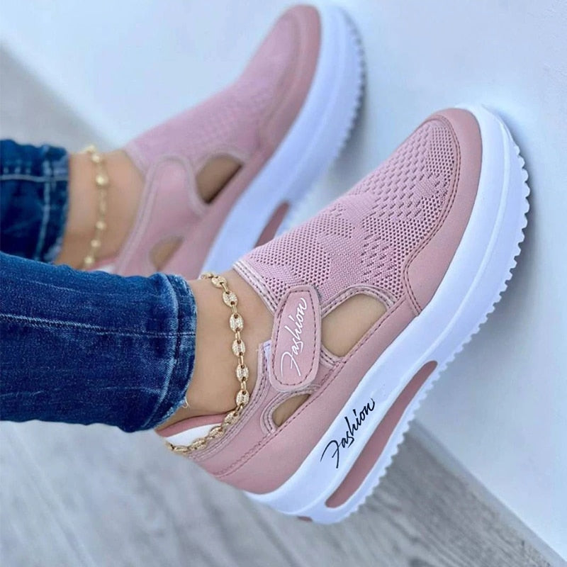 Amozae 2022 Women Sneakers Casual Round Toe Mesh Shoes Breathable Comfort Female Sport Shoes Non-Slip Spring Run Tennis Shoes