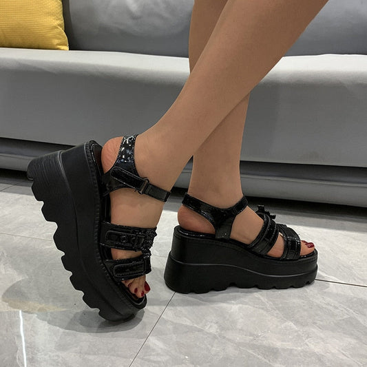 Amozae Women's Platform Sandals Fashion Punk Gothic Wedge Sandals Women Platform Casual Woman High Heels Sandales Femmes Été