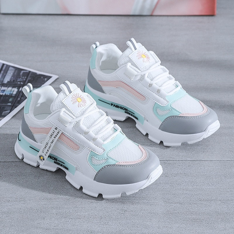 flowersverse Sneakers For Women Designer Platform Casual Sports Running Shoes Female Students Match Color Fashion Sneaker Chunky Mujer