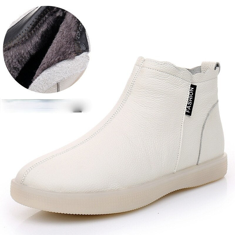 Amozae Fujin Spring Genuine Leather Cow Women Ankle Boots Waterproof Slip On Super Comfortable Booties Autumn Winter Shoes Non Slip