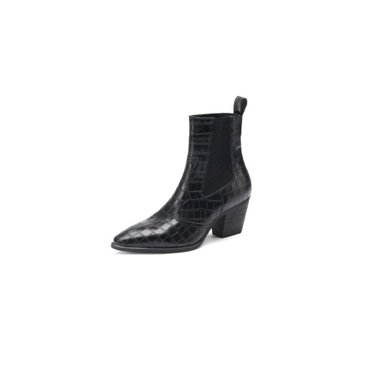 flowersverse New Autumn/Winter Women's Boots Pointed Toe Chunky Heel Short Boots Elastic Sleeve Boots Shoes For Women High Heels 34-42