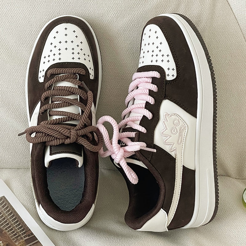 Black Friday Amozae 2022 New Couple Sport Shoes Fashion Women Vulcanized Shoes Designer Lace Up Casual Shoes Women's Flats Walking Sneakers Women