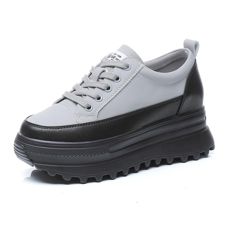 Amozae 7Cm High Platform Shoes Wedge Sneakers Chunky Shoes Platform For Women Genuine Leather Women Casual Shoes Winter Fur Flats