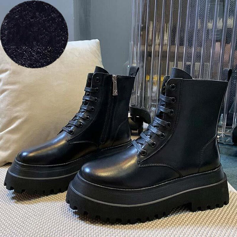 flowersverse New Women Boots Zipper No Slip Fashion Mid Calf Boots Woman Casual Sports Shoes Female Winter Platform Heel Ladies Shoes
