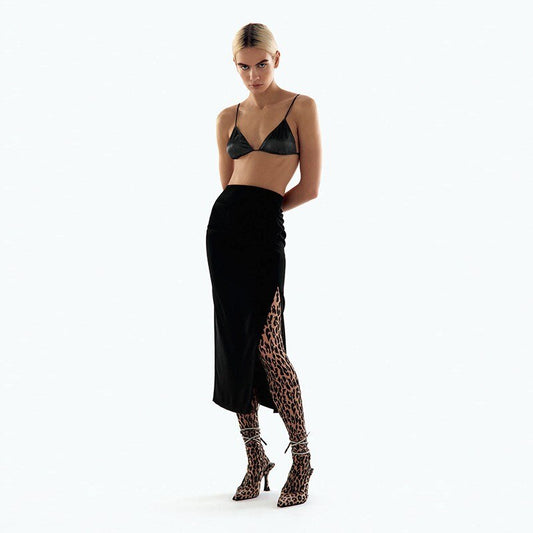 Amozae New Ladies Pumps Shallow Leopard Thin High Heel Ankle Strap Pointed Toe Women Sandals Rhinestones Summer Female Shoes