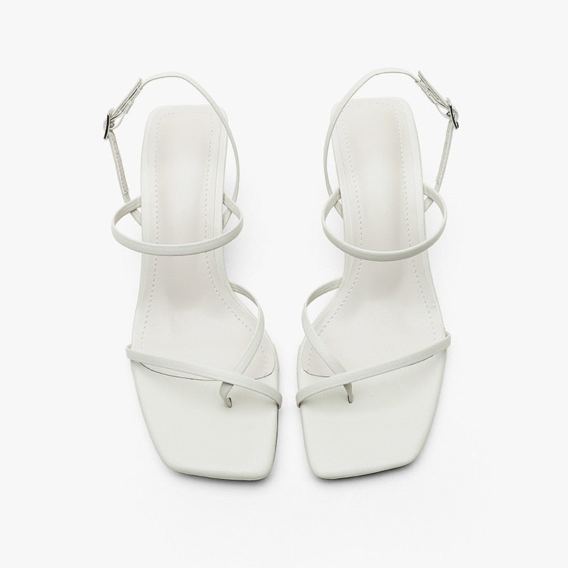 flowersverse New Women Sandals Buckle Strap Open Square Toe Ladies Pumps High Heel Beaded Fashion Summer Rhinestone Female Shoes