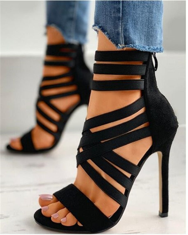 Thanksgiving Amozae New Summer Women's Shoes Open Toe Gladiator Shoes Women's High Heels Dress Party Wedding High Heels Sandals
