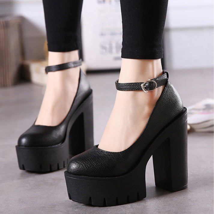 Amozae Women's High Heels Summer Fashion Solid Color Shoes Comfortable All-Match High Heels Tacones Altos De Mujer
