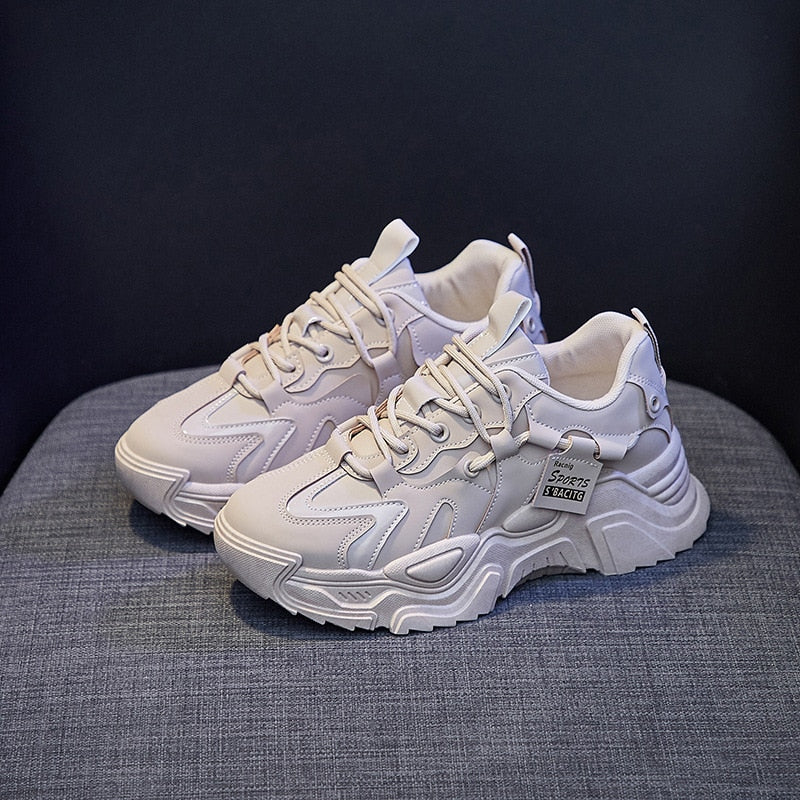 flowersverse New Black Sneakers Casual Vulcanized Shoes Woman High Platform Sneakers Lace Up White Sneakers Women Increasing Torre Shoes