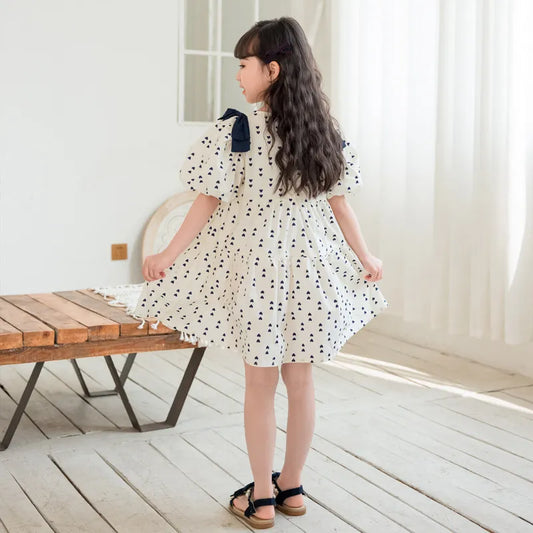 Girl's New Summer Teen Girls Dresses with Lining Embroidery Baby Set and Dress White Flowers Cotton Sister Clothes