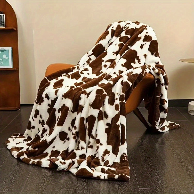 1pc Plush Cow Pattern Soft Flannel Blanket - Cozy Bedding Blankets & Throws for Cold Winter Nights - Perfect Gift for Family and Friends with Its Unique Design