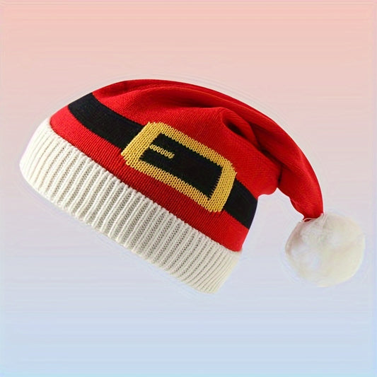 Classic Santa Claus Cartoon Knit Beanie - Soft, Breathable, Elastic Cotton Skull Cap for Women - Autumn & Winter Fashion Accessory
