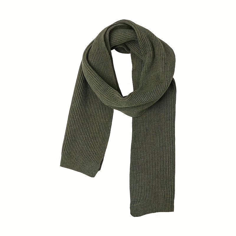 1pc Plain Color Versatile Simple Knitted Scarf For Men Autumn Winter