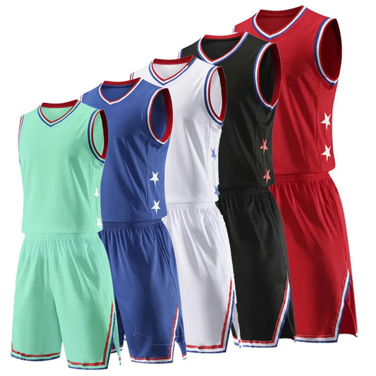 USA Men kids throwback basketball training jersey set College Basketball Sports clothing Custom Basketball Uniform Sets shorts