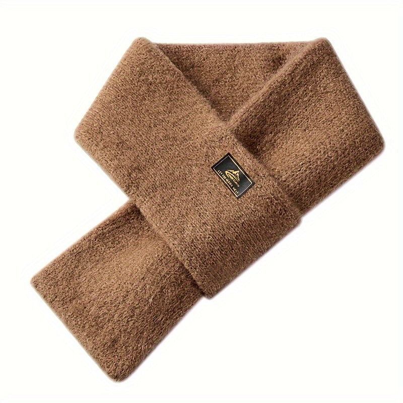 1pc Plush Winter Scarf - Soft, Warm, and Cold-Resistant Knitted Cashmere-Like Scarf for Mens Outdoor Leisure - Perfect for Winter Activities and Daily Wear